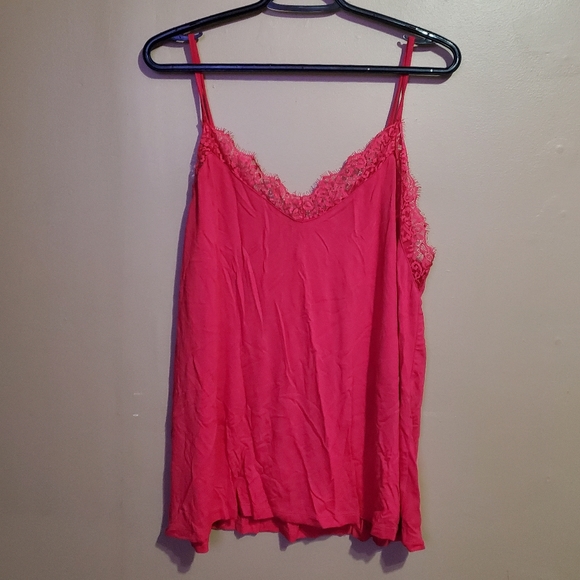 XXL Pink lace trim tank - Picture 1 of 6